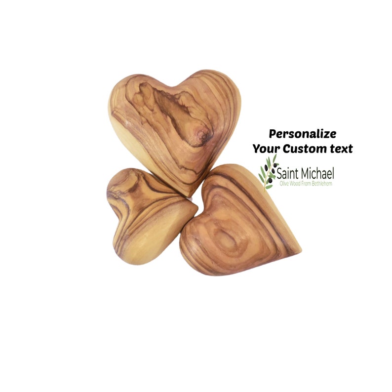 Personalized Olive Wood Heart, Bethlehem Engraved Keepsake, Custom Holy Land Gift image 12