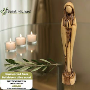 9.1 Inch Blessed Virgin Mary Statue Hand carved in the Holy land