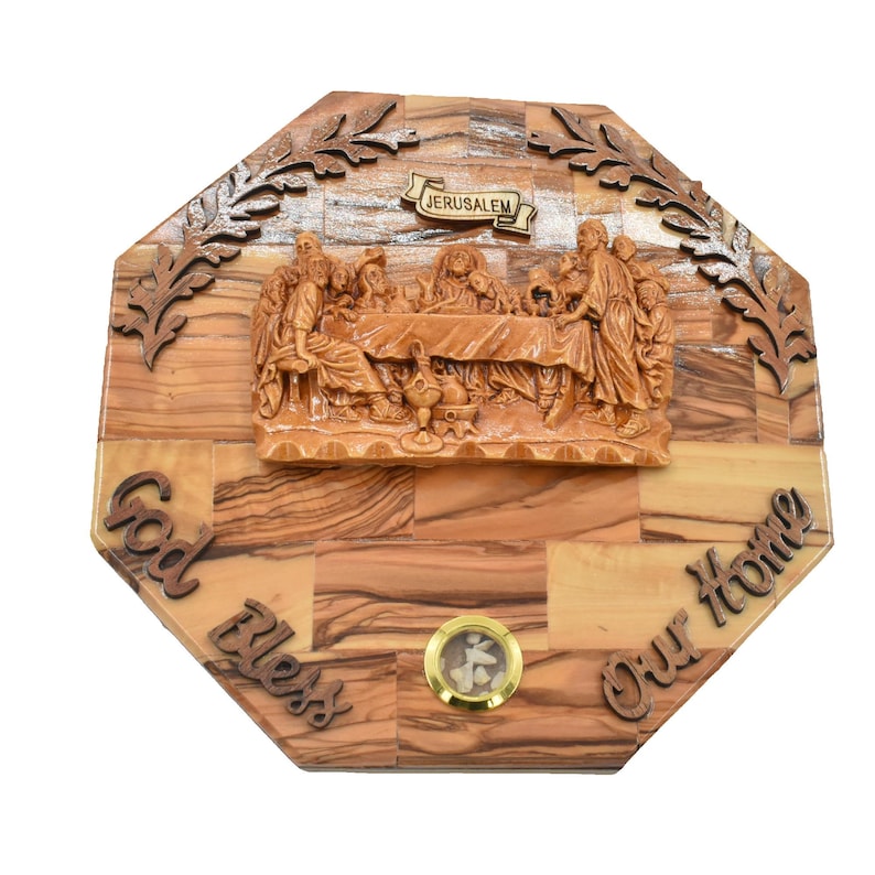 Bethlehem Handcrafted Olive Wood Last Supper Wall Plaque – Bless Our ...
