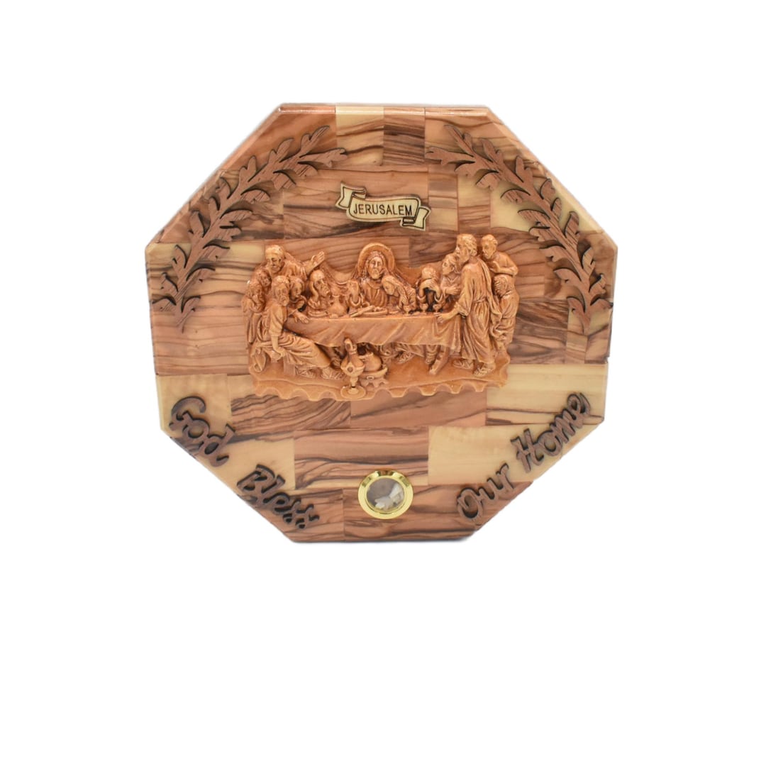 Bethlehem Handcrafted Olive Wood Last Supper Wall Plaque – Bless Our ...