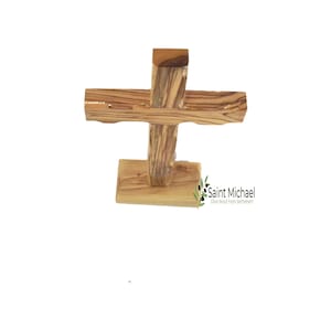 Plain Olive Wood Cross Hand made Crucifix Standing Holy Land Jerusalem Bethlehem