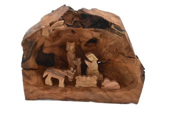 Authentic Olive Wood Nativity from Bethlehem | Handcrafted Christmas Crib Set