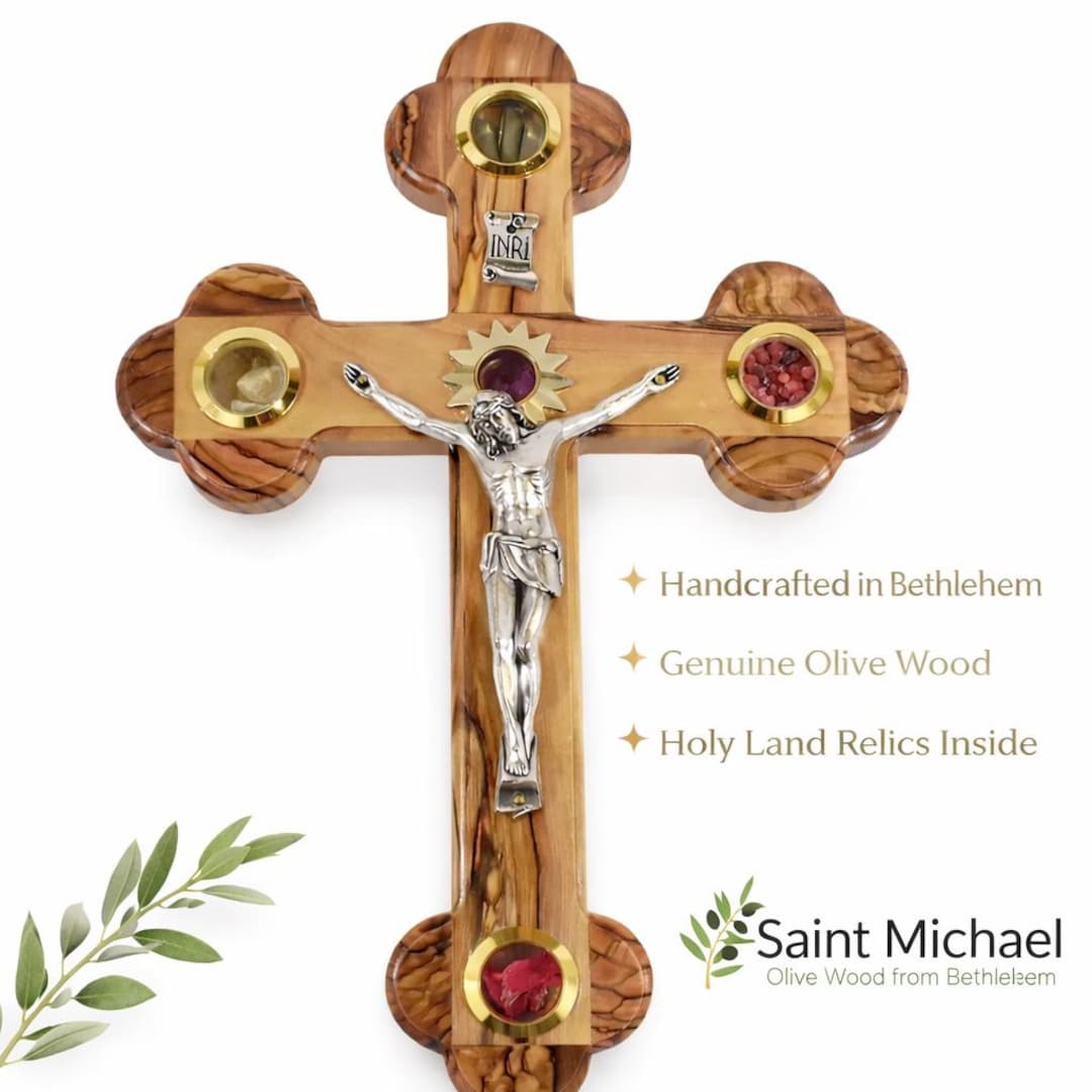 Olive Wood Crucifix Wall Cross, Bethlehem Handmade, Holy Land