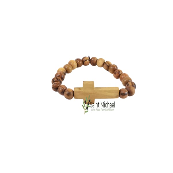 Personalized Wooden Bracelet | Custom engraved Olive wood Bracelet from The Holy Land | Christian Bracelet Beads