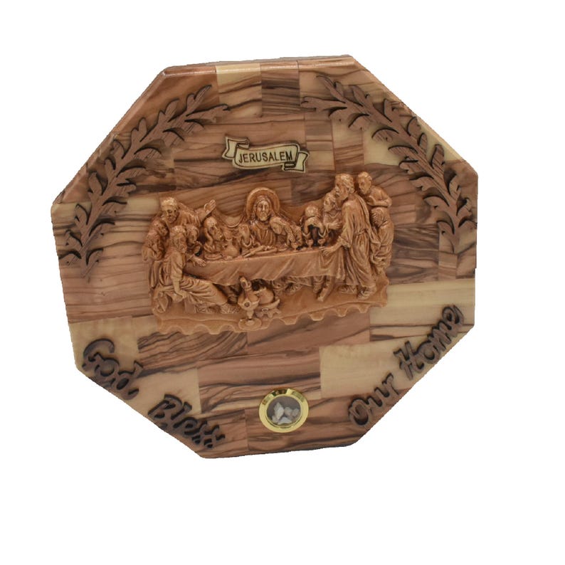 Bethlehem Handcrafted Olive Wood Last Supper Wall Plaque – Bless Our ...