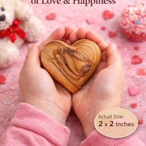 Personalized Olive Wood Heart, Bethlehem Engraved Keepsake, Custom Holy Land Gift image 6
