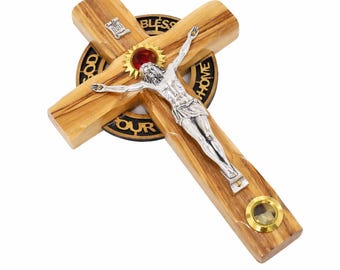 Bethlehem Olive Wood Crucifix – Holy Land Stones, Christian Gift