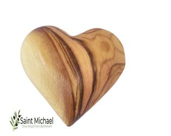 Wooden  Hearts | Olive Wood Heart | 3 D Heart Shape Unique  gift for Friends and Family &Mothers Day Love . Hand Carved  in the Holy Land