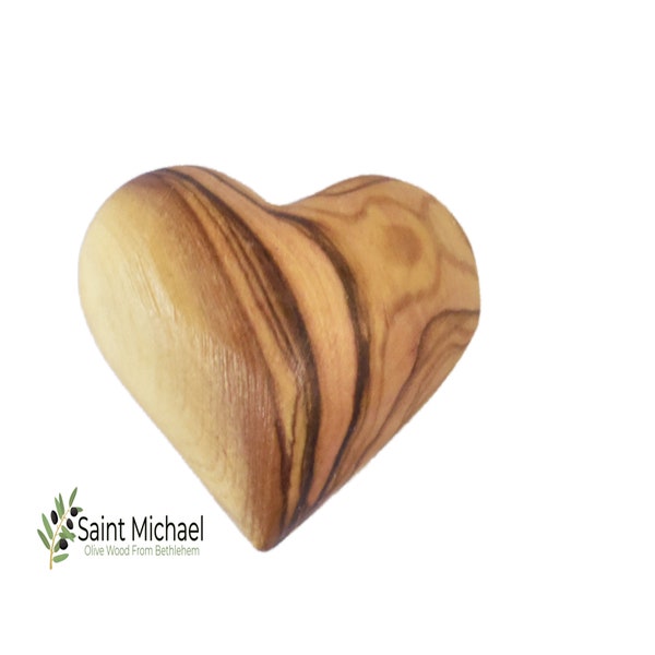 Wooden  Hearts | Olive Wood Heart | 3 D Heart Shape Unique  gift for Friends and Family &Mothers Day Love . Hand Carved  in the Holy Land