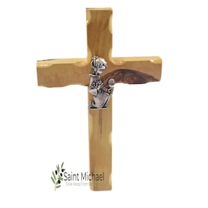8 Inch Olivewood Confirmation Cross, First Communion Cross Gift for Boys and Girls, Baptism Cross Gift Made in the Holy Land, Olive Wood