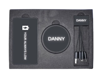 Bespoke Gift Set with Power Bank, Wireless Charger and Charging Cable