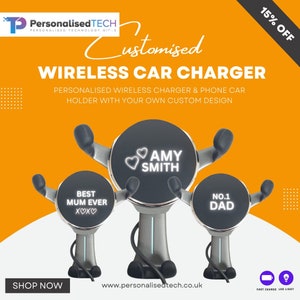 Draadloze oplader en telefoonhouder voor in de auto | Stijlvol autoaccessoire voor gemakkelijk opladen | Qi-oplaadhouder