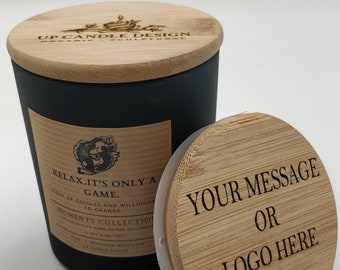 Personalized Engraved Candle - Engrave Your Message or Logo With a Laser On a Wooden Lid