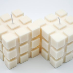 Rubik Cube Handmade Candle, Shaped Home Decor, Natural Minimalistic Pieces Of Art, Unique Housewarming Gift, 3D Printed, Designer Piece image 6