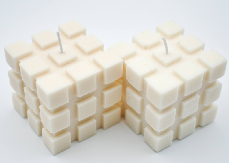 Rubik Cube Handmade Candle, Shaped Home Decor, Natural Minimalistic Pieces Of Art, Unique Housewarming Gift, 3D Printed, Designer Piece image 6