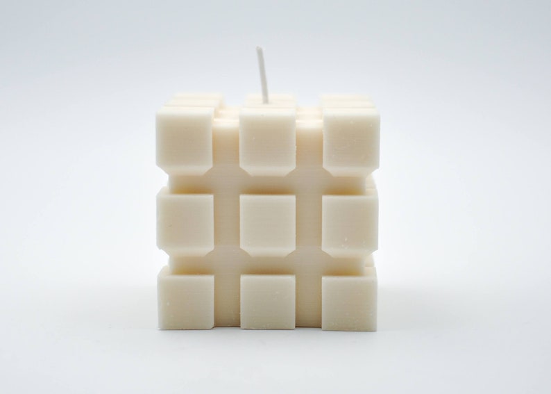 Rubik Cube Handmade Candle, Shaped Home Decor, Natural Minimalistic Pieces Of Art, Unique Housewarming Gift, 3D Printed, Designer Piece image 5