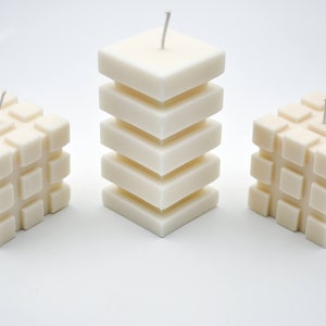 Rubik Cube Handmade Candle, Shaped Home Decor, Natural Minimalistic Pieces Of Art, Unique Housewarming Gift, 3D Printed, Designer Piece image 8