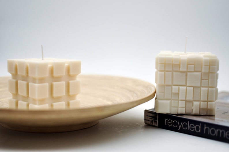 Rubik Cube Handmade Candle, Shaped Home Decor, Natural Minimalistic Pieces Of Art, Unique Housewarming Gift, 3D Printed, Designer Piece image 10