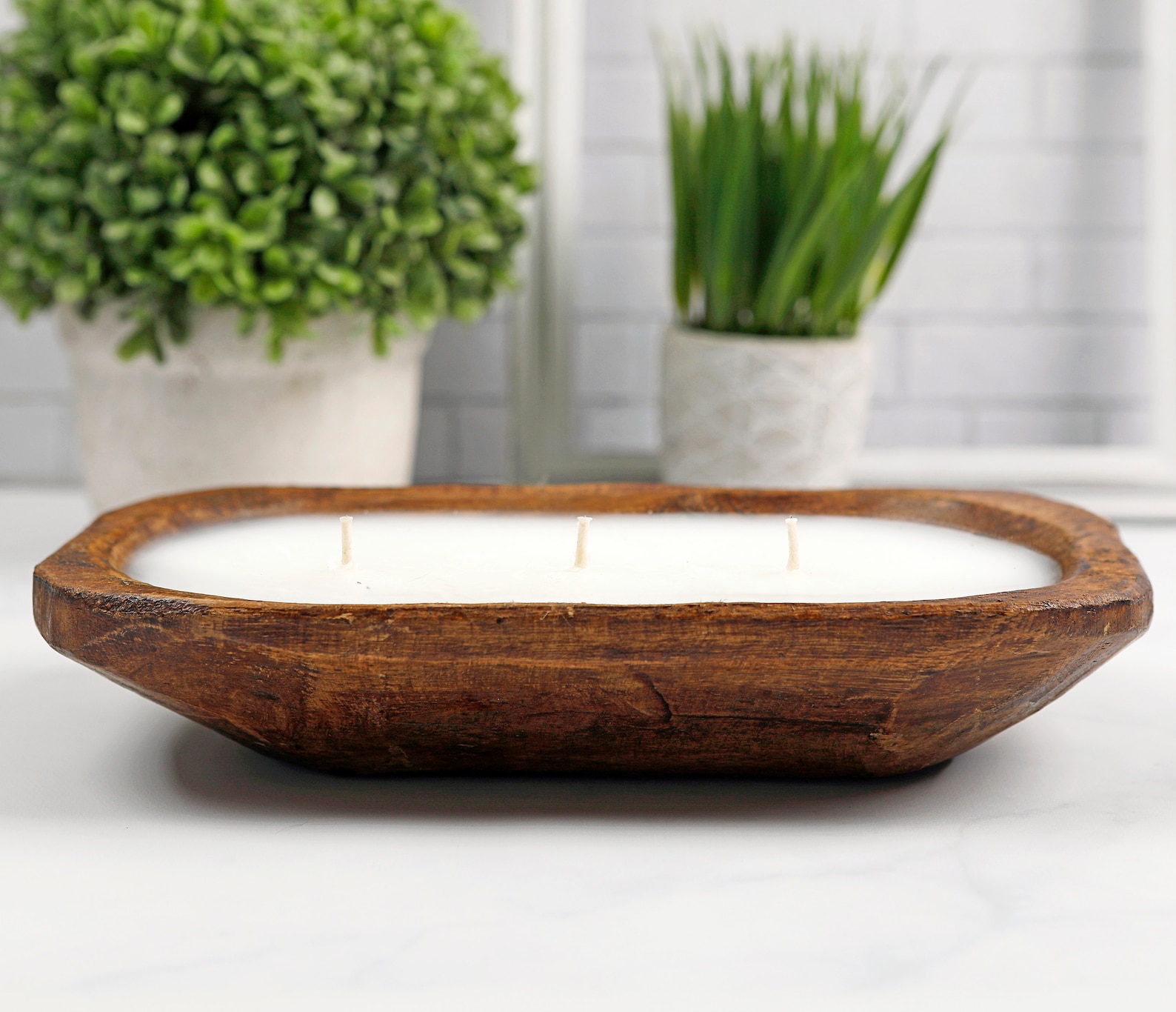 Wooden Dough Bowl Scented Candle Three Wick Soy Candle Etsy