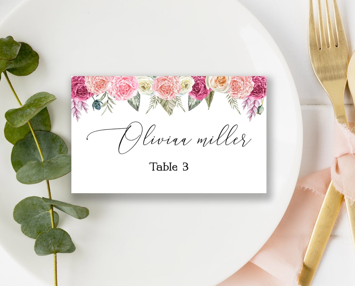 Printable Table Name Card Editable Place CardsEditable Etsy