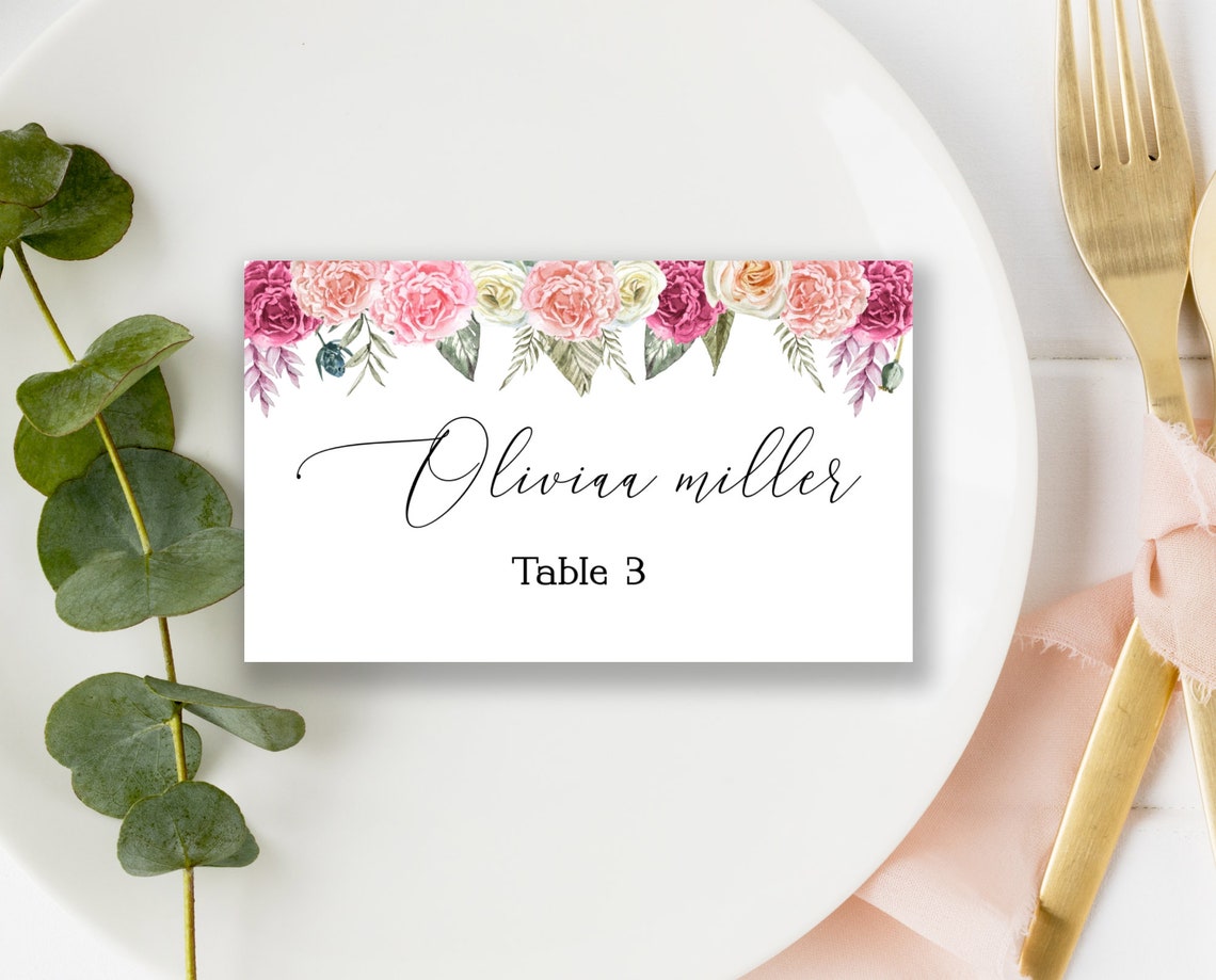 Printable Table Name Card Editable Place Cardseditable Etsy