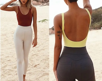 Fitness Yoga Jumpsuit, with no sleeve, one piece stretch