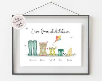 Cadeau grootouder, verjaardagscadeau voor oma, cadeau van kleinkinderen, grootouders afdrukken, Moederdagcadeau, kleinkinderen afdrukken, Nans Garden