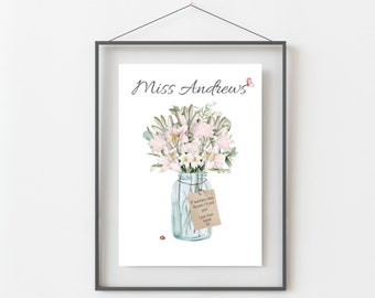 Teacher Gifts Personalised, Thank You Teacher Gift, Teacher Appreciation Gift, End Of Year Present, Personalised Teacher Print