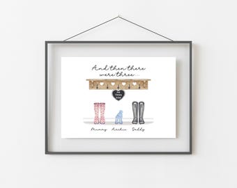New Baby Gift, Personalised And Then There Were Three Print, Gift For Wife After Birth, Presents For New Mums, Postpartum Gift