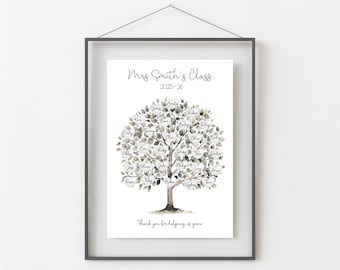 Personalised Teacher Whole Class Print, Thank You Gift from Class of 2026, Teacher Appreciation End Of Year Present, A4, Digital PDF