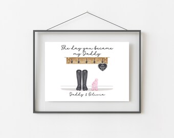 New Dad Gifts, Dad Gift From Baby, The Day You Became My Daddy Personalised Keepsake Print, Daddy Birthday Gift, First Fathers Day, A4, A5