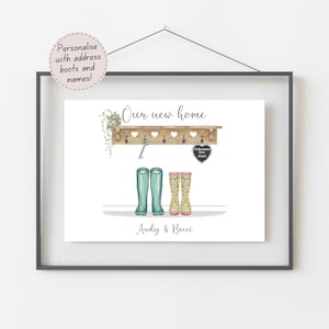 Prezent dla pary na nowy dom, Pierwszy nadruk na domu, Spersonalizowany prezent na parapetówkę, Wspólne zamieszkanie, Nasze nowe zdjęcie domu, Nadruk na kaloszach
