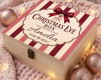 Christmas Eve Box For Girls – Personalised Wooden Printed Name Keepsake Box