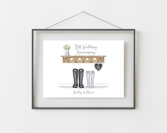 11th Anniversary Gift, Personalised Steel Wedding Anniversary Print, 11 Year Anniversary Gift, A4, A5, Digital PDF