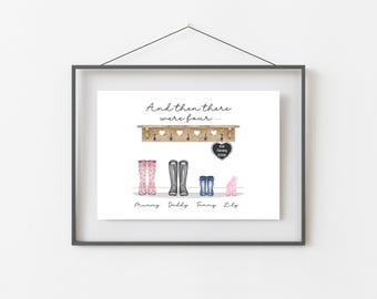 New Baby Gift, Personalised And Then There Were Four Print, Gift For Wife After Birth, Presents For New Mums, Postpartum Gift