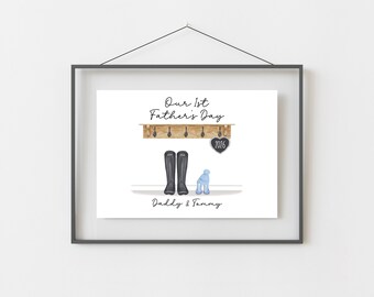 First Fathers Day Gift, Personalised Welly Boot Print, Dad Gift From Baby, A4, A5, Digital PDF
