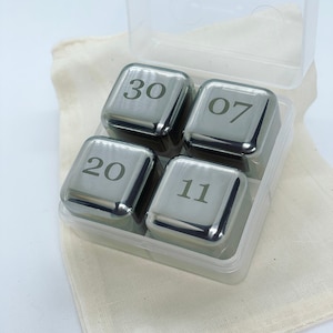 ANNIVERSARY DATE Ice Cubes | Gin Stones | Whiskey Stones | Valentines | Wedding | Anniversary | Gift | Silver Wedding | 11 Years