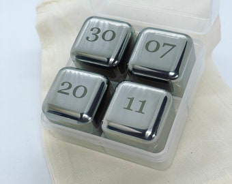 ANNIVERSARY DATE Ice Cubes | Gin Stones | Whiskey Stones | Valentines | Wedding | Anniversary | Gift | Silver Wedding | 11 Years