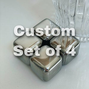 Glaçons pour boisson personnalisée | Pierres de gin | Pierres à whisky | Saint-Valentin | Mariage | Anniversaire | Cadeau | Noël | Argent | 11 ans | Acier