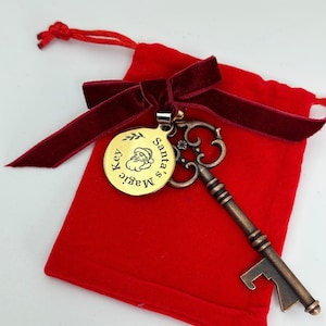 SANTAS MAGIC KEY Gold Christmas Decoration | Santa |Christmas | 1st Christmas | Baby |Keepsake | Personalised | Gift | Heirloom