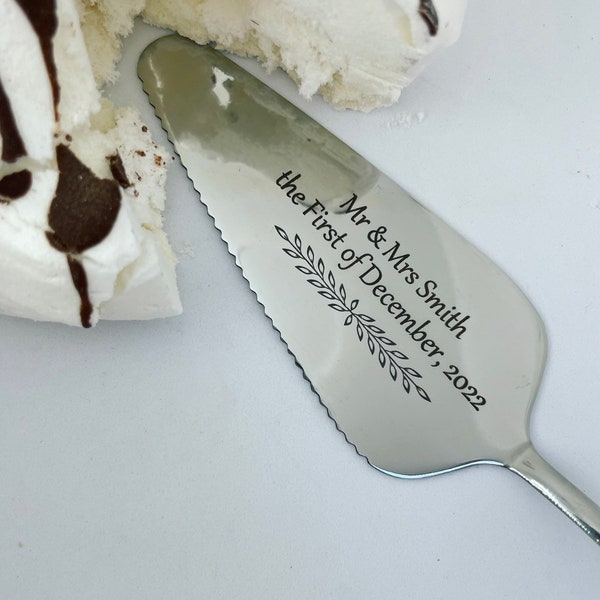 PERSONALISED CAKE SLICE Stainless Steel Silver Gold | Wedding |Anniversary | Birthday | Baker | Cakes | Christmas | Silver | New Home