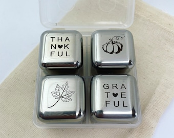 THANKSGIVING THANKFUL Ice Cubes | Christmas | Gin Stones | Whiskey Stones | Wedding | Anniversary | Gift |Silver Wedding | 11 Years | Steel