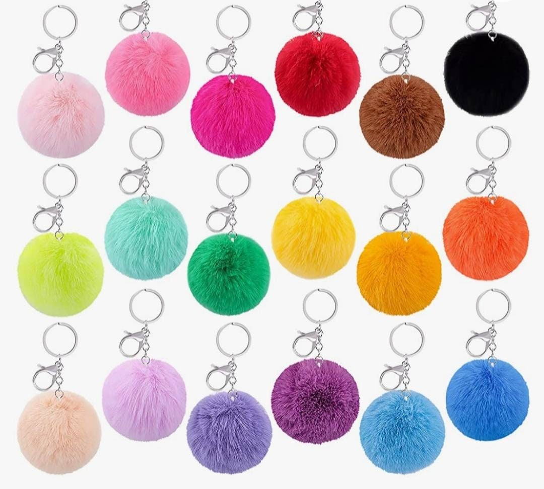 Pom poms keychains bag accessories pom poms fluffy faux Etsy