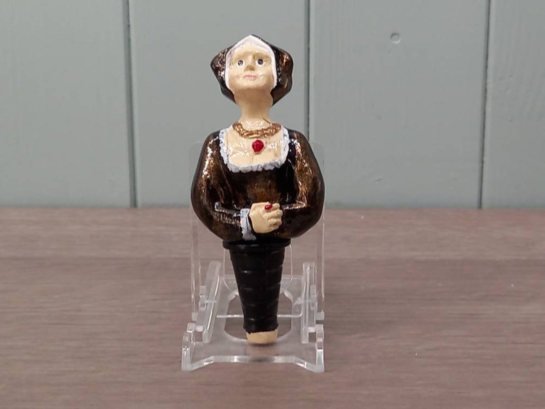 Quirky Bottle Stopper, Hand Painted Period Dressed Woman, 11.5cm Long