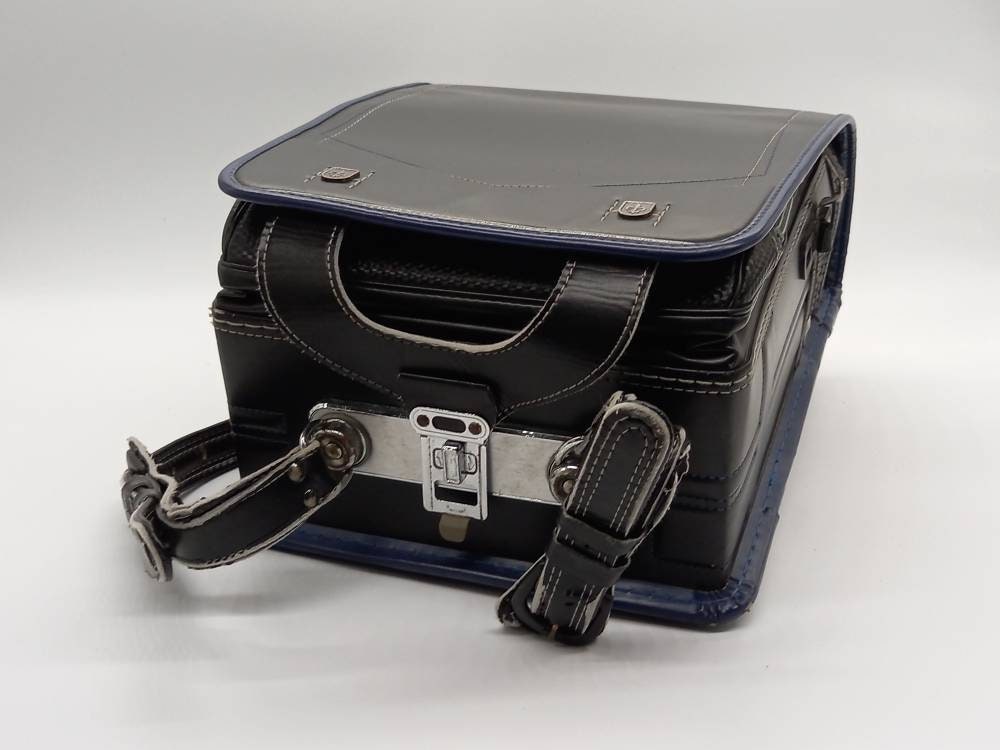 Randoseru Backpack Black Japanese Backpack With Blue Trim Etsy