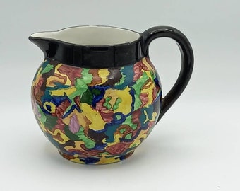 Hand Painted Pottery Studio Milk Jug - Country Kitchen, Colourful Creamer.