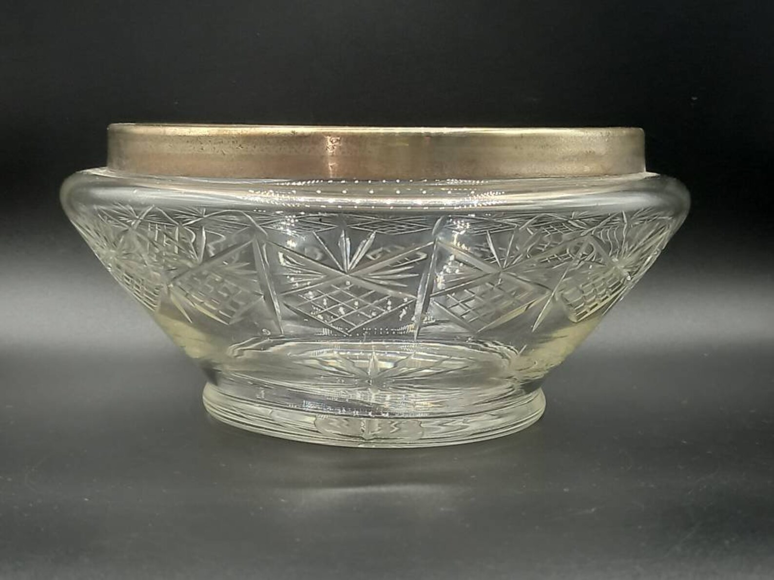 Vintage Cut Glass Fruit Bowl With Epns Rim Etsy