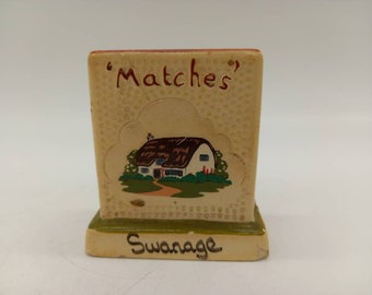 Manor Ware Matches Souvenir of Swanage. Match Box Holder