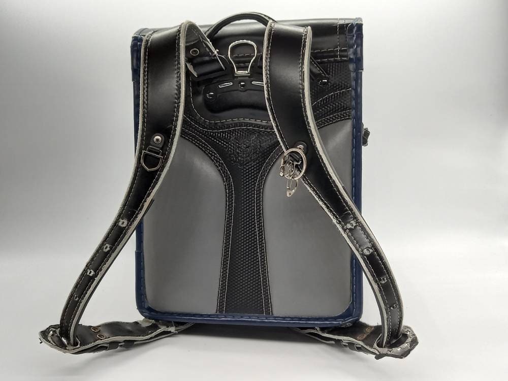 Randoseru Backpack Black Japanese Backpack With Blue Trim Etsy