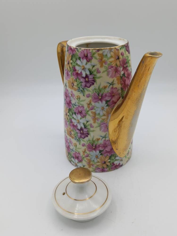 Vintage Ceramic Coffee Pot Marked Foreign Floral Design. Etsy